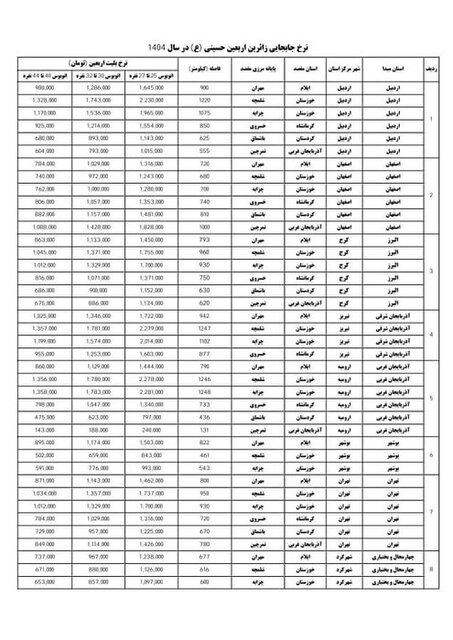 قیمت بلیت‌ های اتوبوس اربعین 1404 اعلام شد