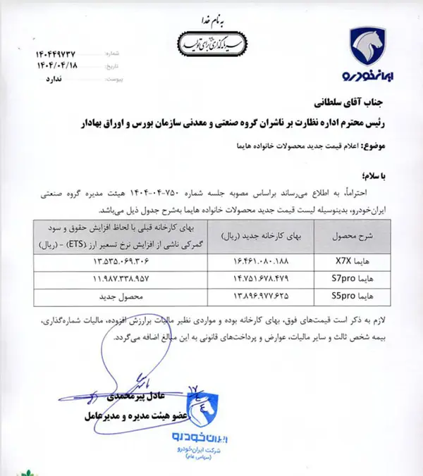 ایران خودرو هایما را گران کرد