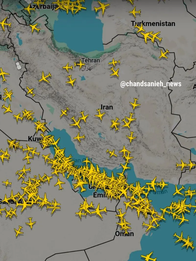 بسته شدن حریم هوایی ایران در شب گذشته