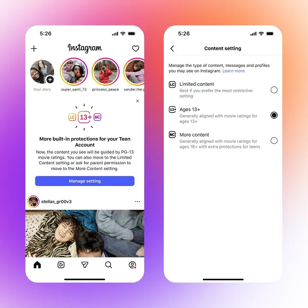 اعمال قوانین محدودکننده محتوایی برای نوجوان در اینستاگرام