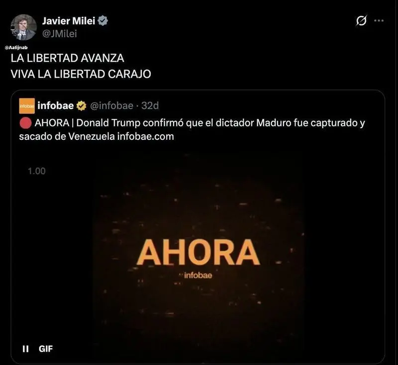 رئیس‌جمهور آرژانتین دستگیری مادورو را جشن گرفت