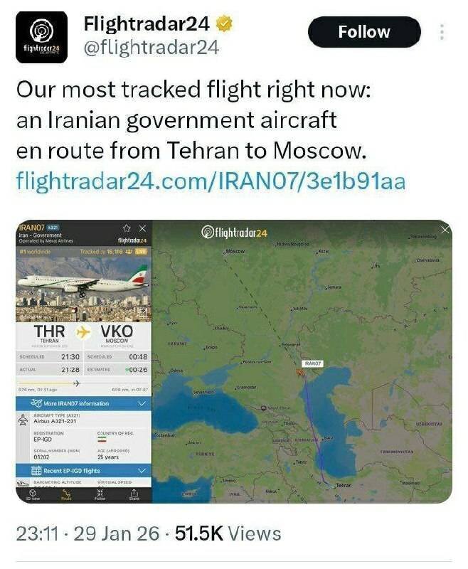 پرواز نیمه‌شب تهران–مسکو؛ کدام مقام ایرانی راهی روسیه شد؟