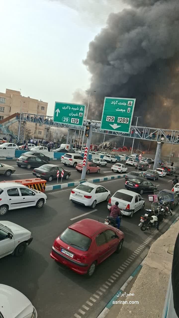 تصاویر جدید از آتش سوزی بزرگ در بازار جنت آباد | ببینید