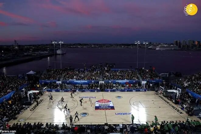 زمین بسکتبال حرفهای روی عرشه آبراهام لینکلن! | تصاویر